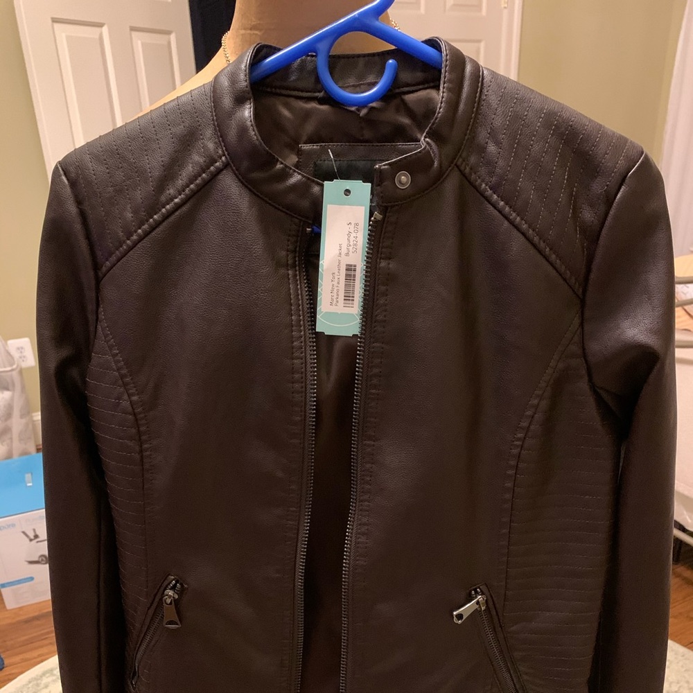 Marc New York Faux Leather Jacket Burgundy S  Stitch Fix NWT - Picture 2 of 7
